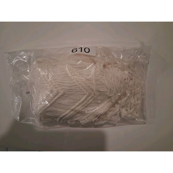 Boho Crochet Fringe Crop Top Chevron Knit Festival Tank Cami Cream Ivory S/M - Picture 7 of 7